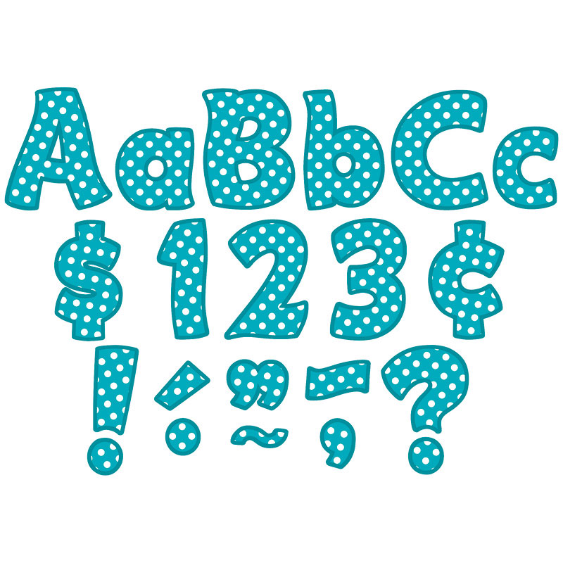 Teal Polka Dots 4in Letters Pk
