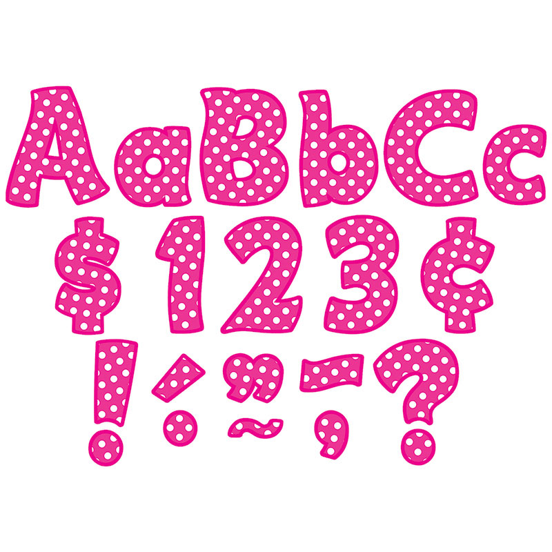 Hot Pink Polka Dots 4in Letters Pk