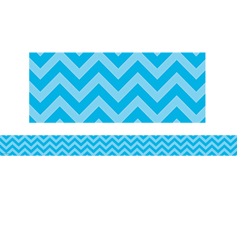 Aqua Chevron Straight Border Trim