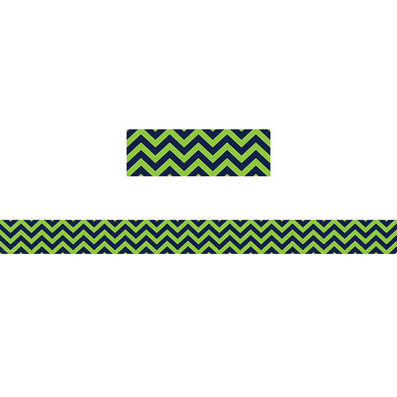 Navy & Lime Chevron Straight Border