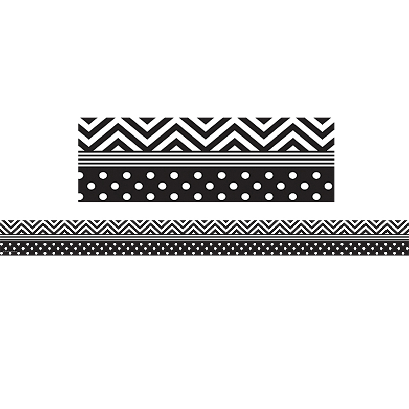 Black & White Chevron And Dots Trim