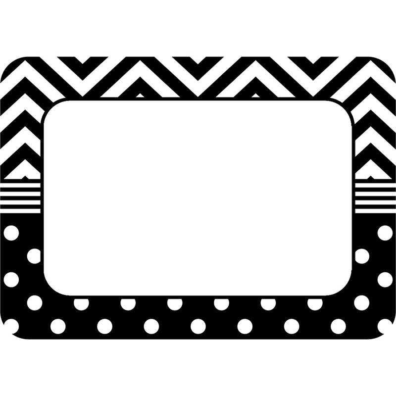 B&W Chevron And Dots Name Tags