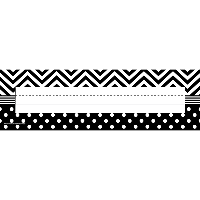 B&W Chevron And Dots Name Plates