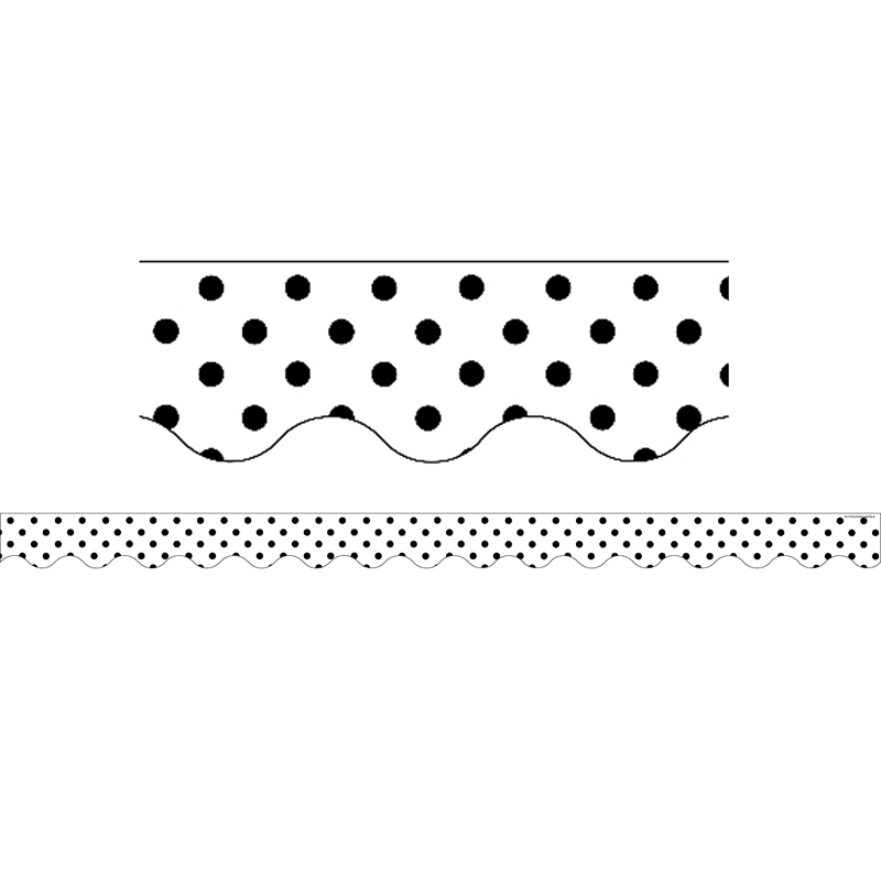 Black Polka Dots On White Scalloped