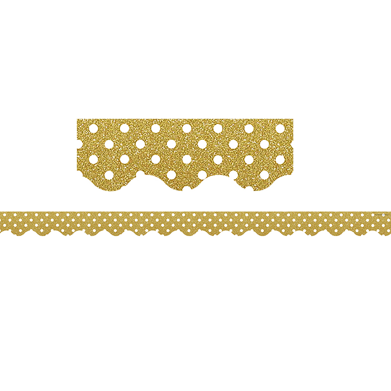 Gold Plka Dot Scalloped Border Trim