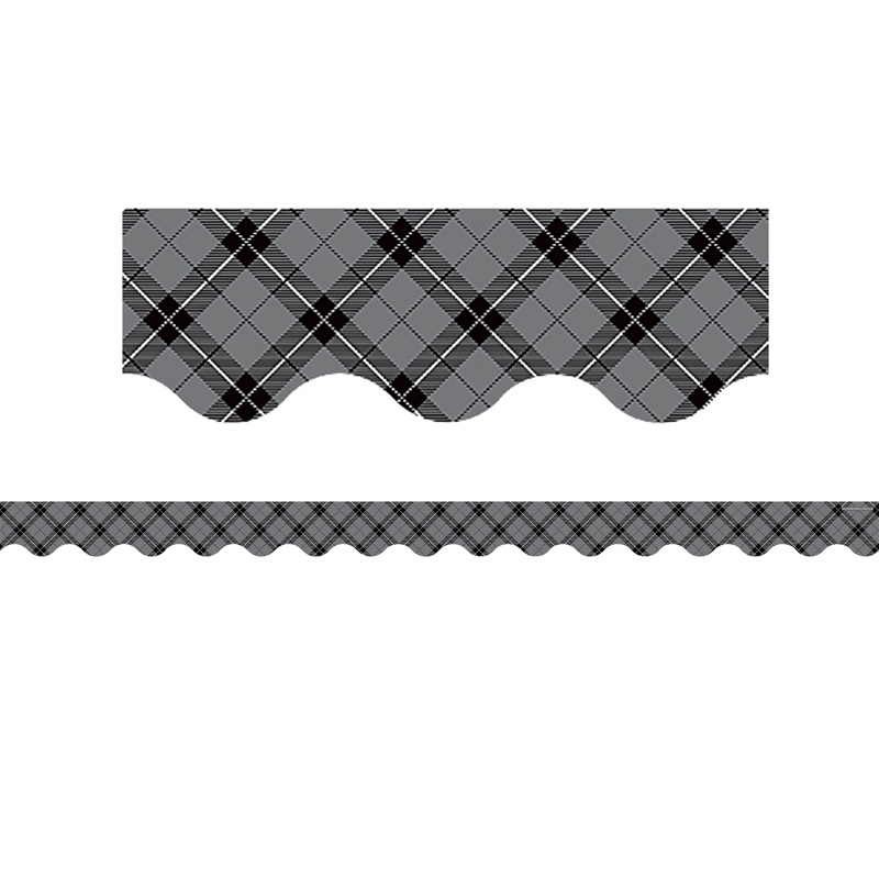 Gray Plaid Scalloped Border Trim