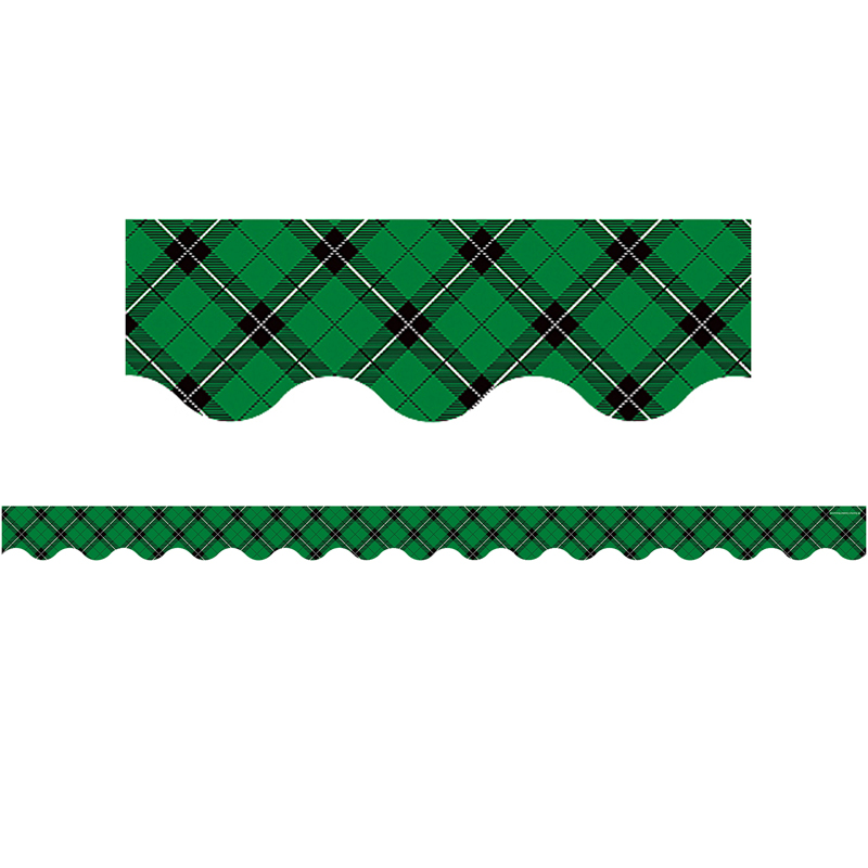 Green Plaid Scalloped Border Trim