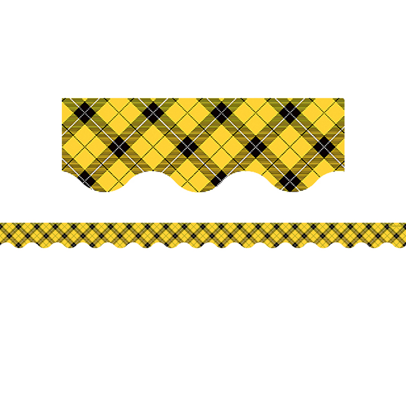 Yellow Plaid Scalloped Border Trim