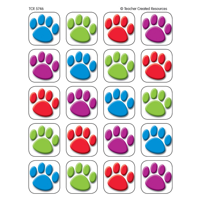 Colorful Paw Prints 120 Stickers