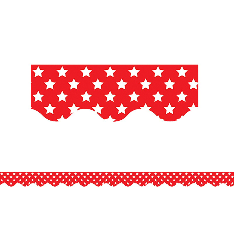Red With White Stars Scalloped