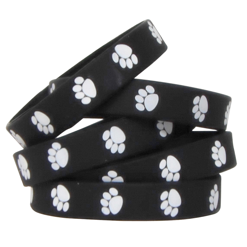 Black W White Paw Prints Wristbands