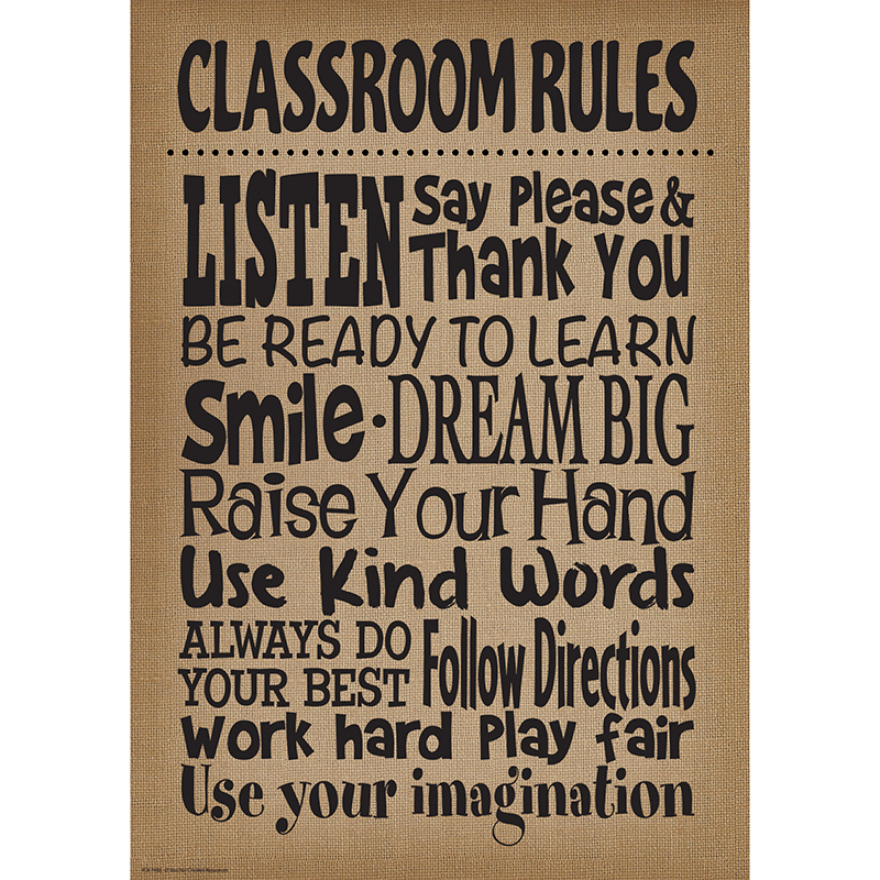 Burlap Classroom Rules Poster