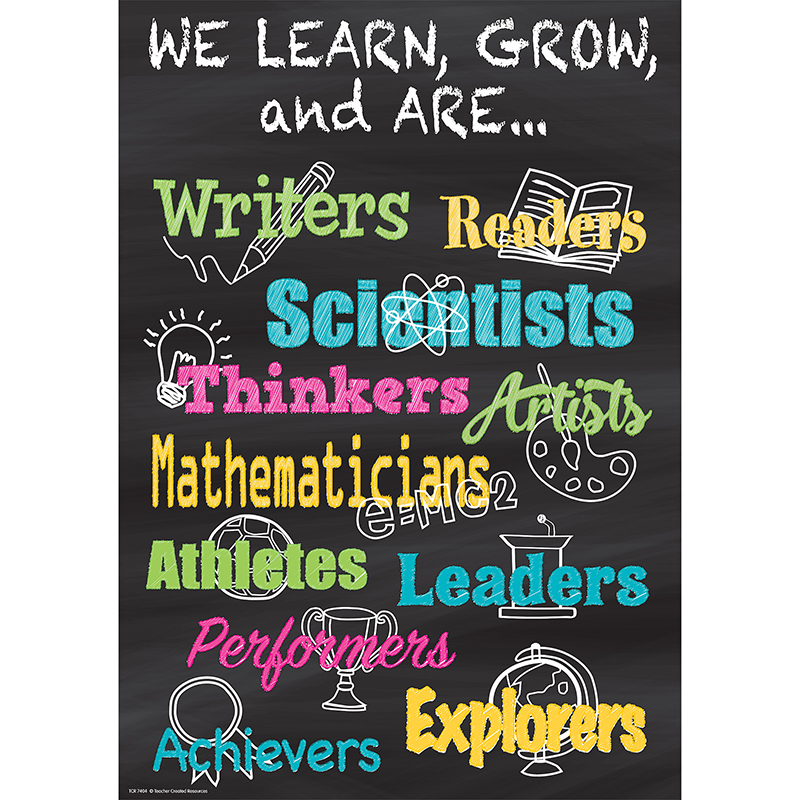 We Learn Grow & Are Positive Poster
