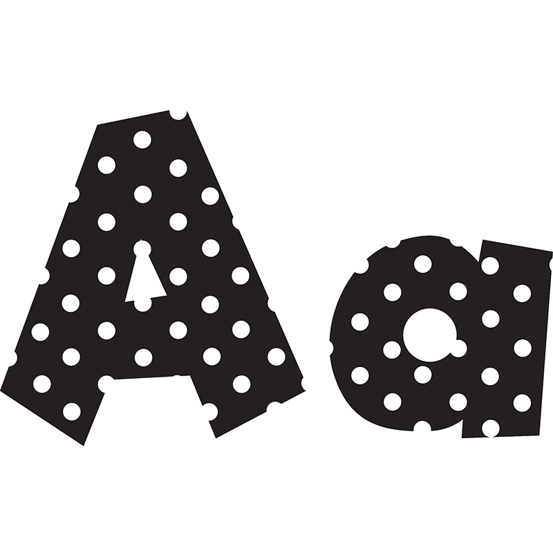 4in Fun Font Letters Black Polka