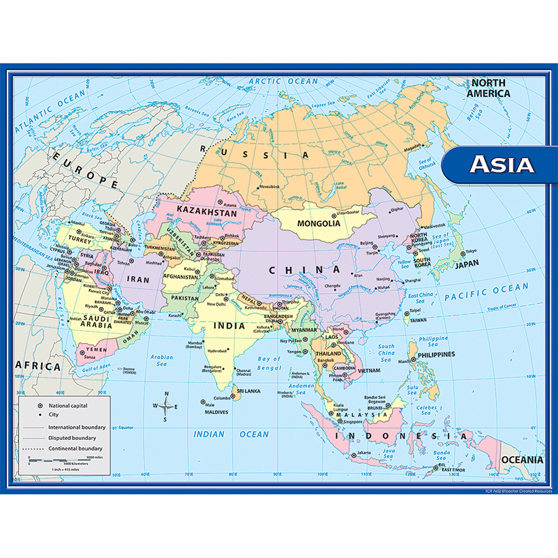 Asia Map Chart 17x22