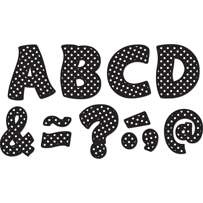 Black Polka Dots Funtastic Font 3in