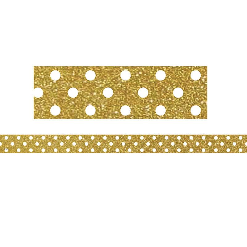Gold With White Polka Dots Strips
