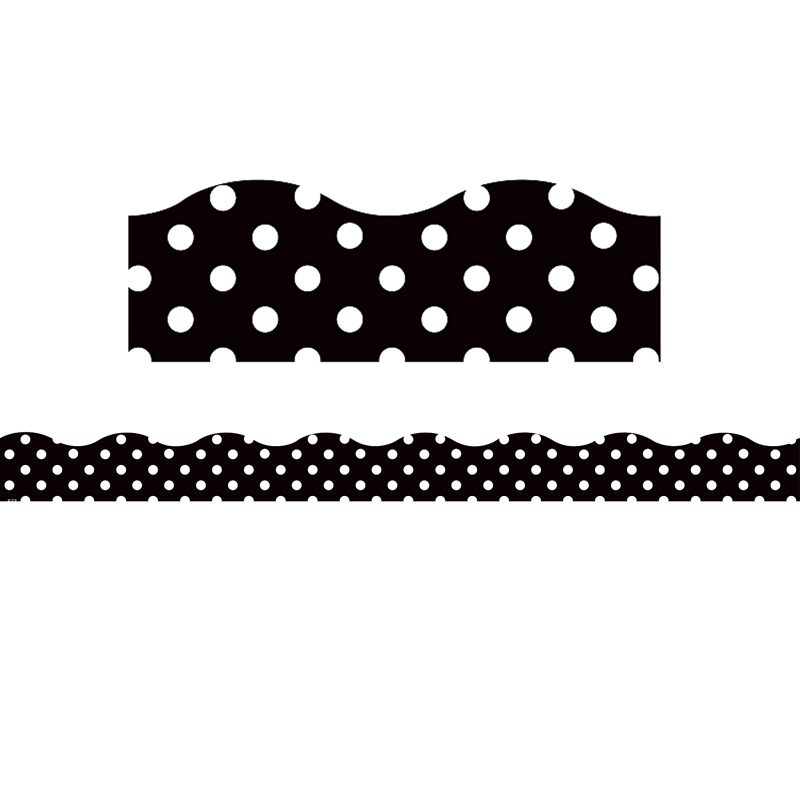 Black Polka Dots Scalloped Borders