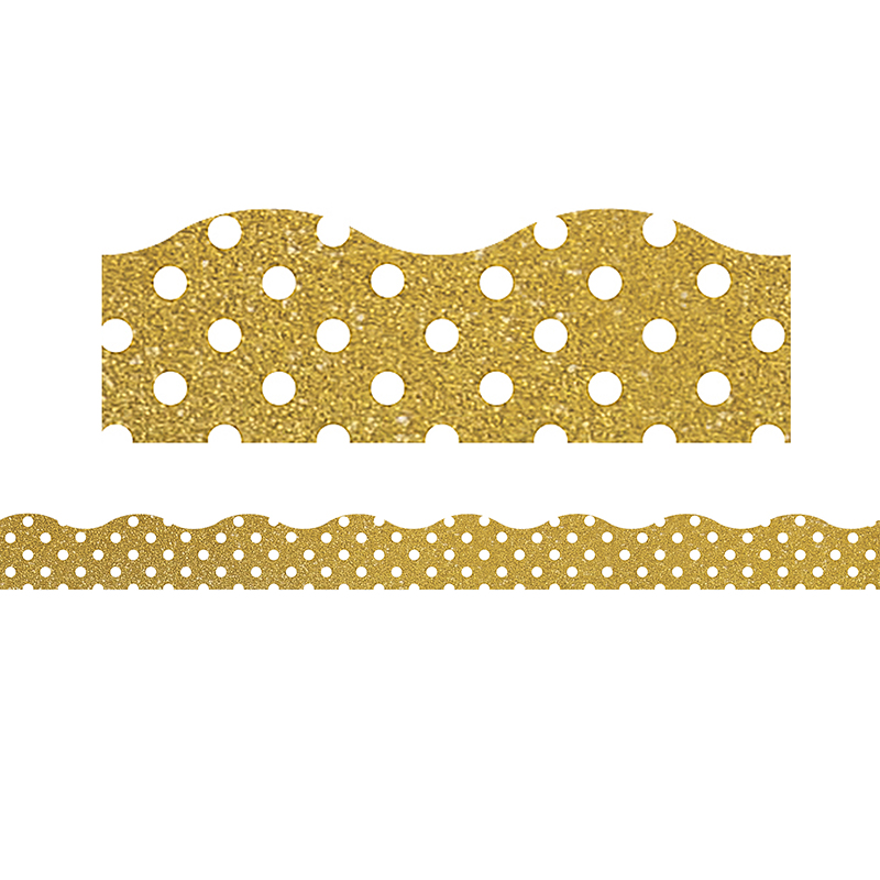 Border Gold Shimmer W/ Wht Polka