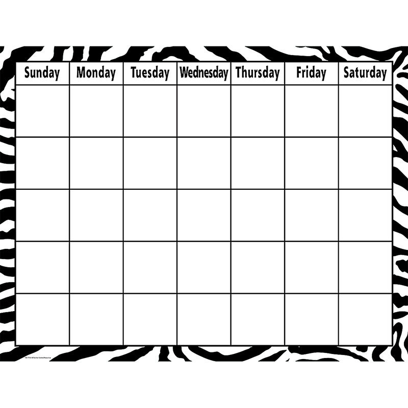 Zebra Calendar Chart