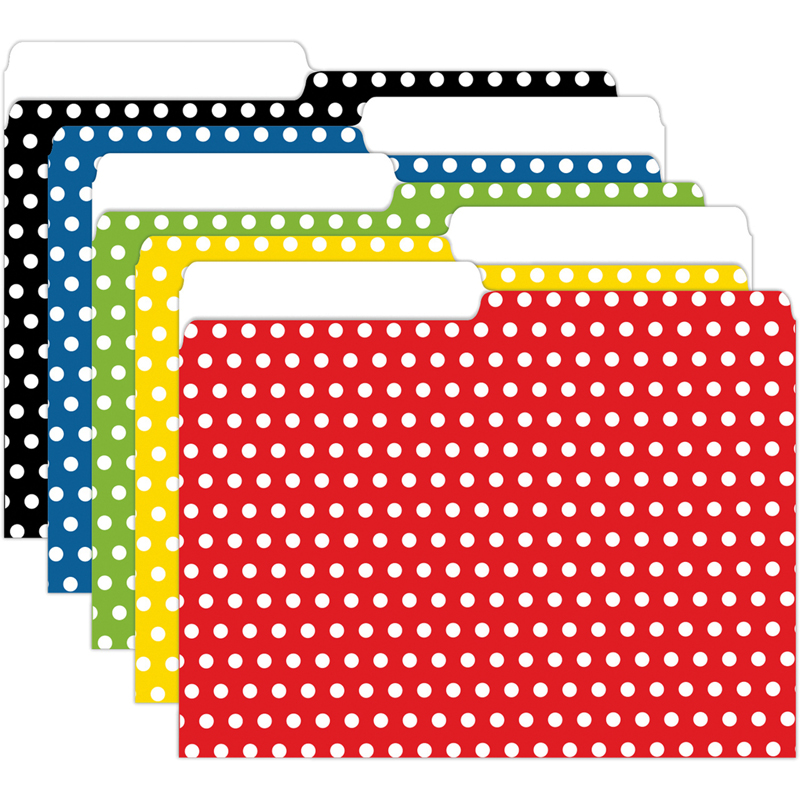 Mini File Folders Assorted Polka