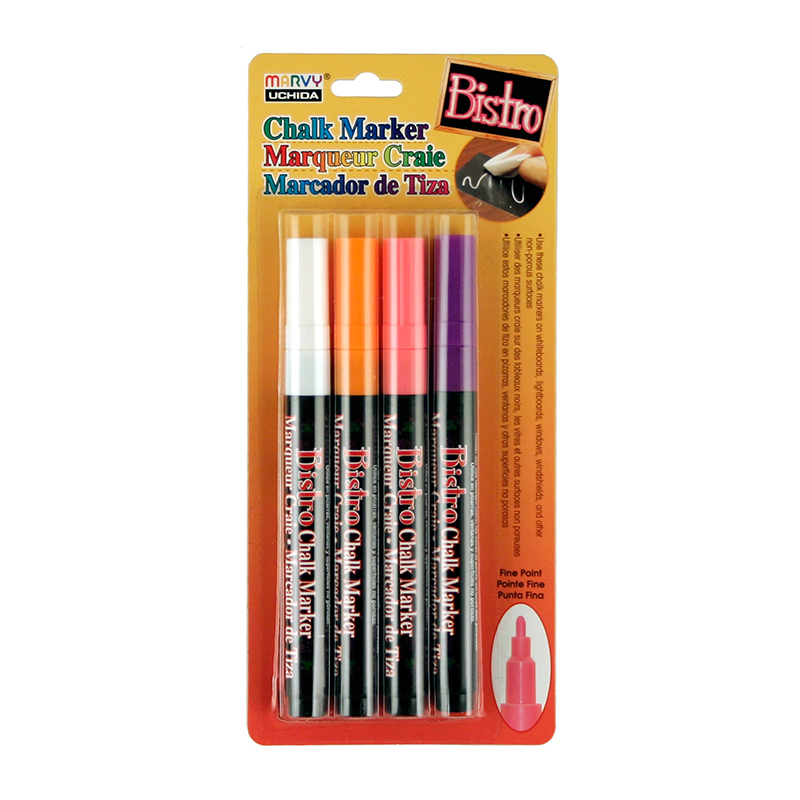 Bistro Chalk Markers Fine Tip 4 Clr