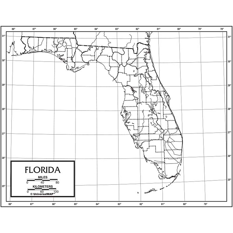 Outline Map Paper Florida