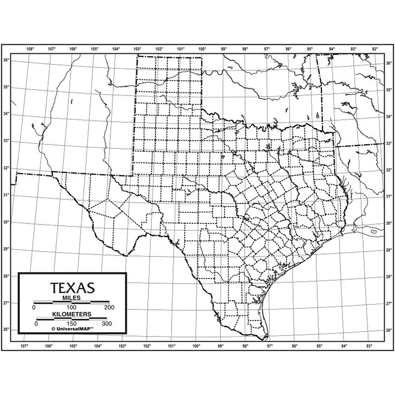 Outline Map Paper Texas