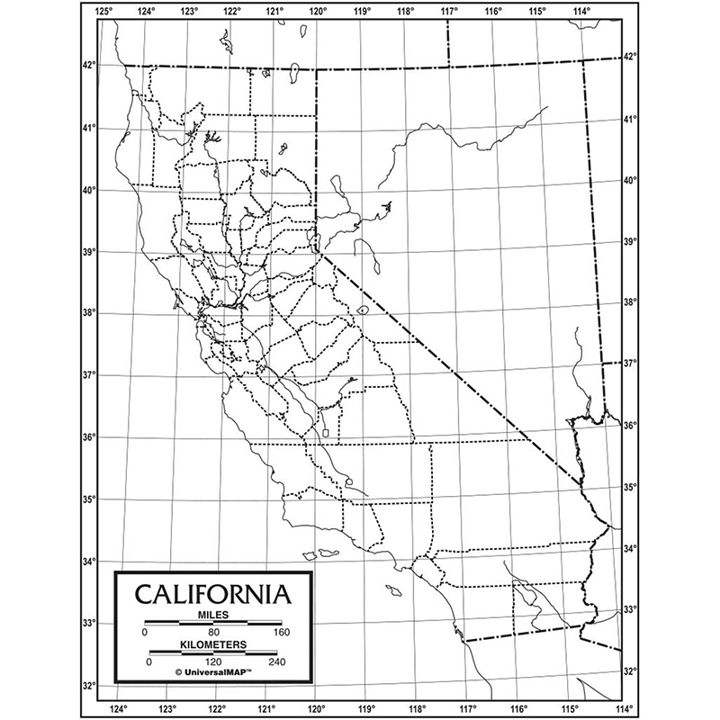 Outline Map Laminated California