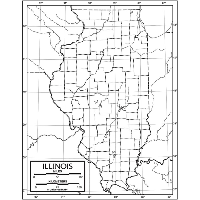 Outline Map Laminated Illinois