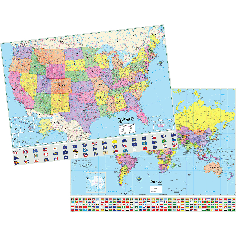 Us & World Adv Politcal Map Set