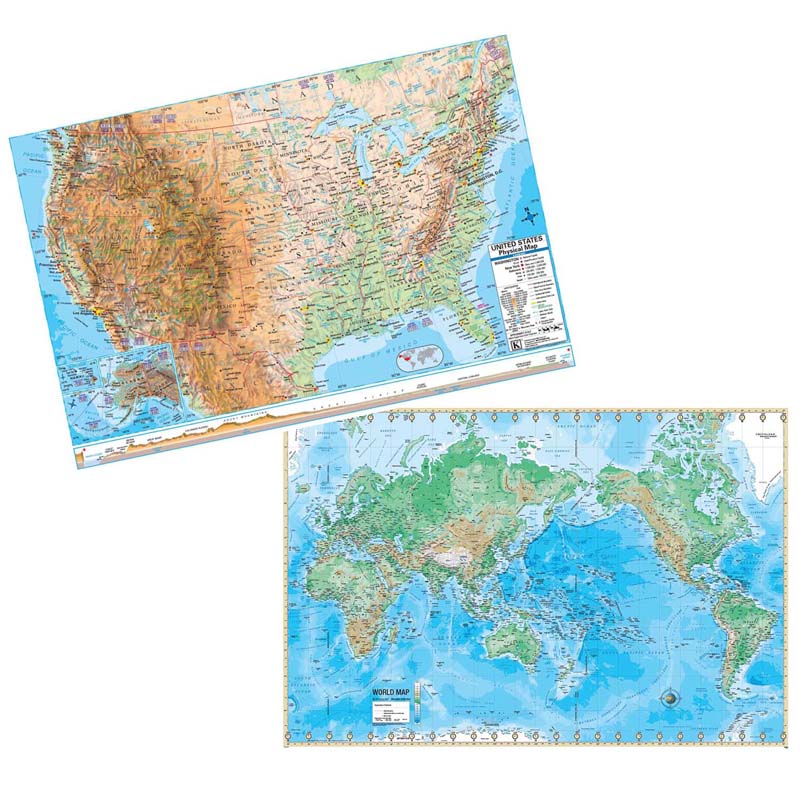 Us & World Adv Physical Map Set