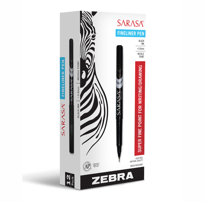 Blck Zebra Sarasa Fineline Pen 12pk