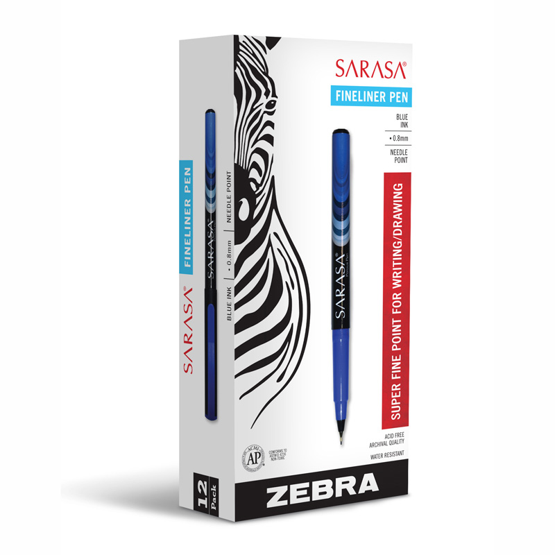 Zebra Sarasa Blue Fineline Pen 12pk